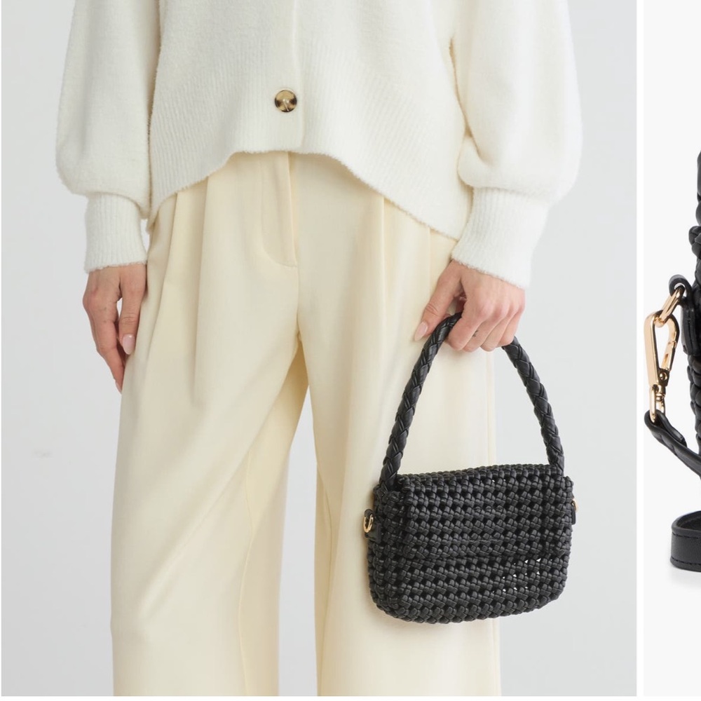Urban Experience Braided Top Handle Black Woven Satchel